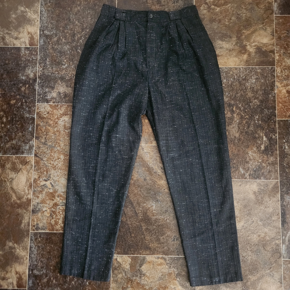 VINTAGE ILGWU David Benjamin Pants W29" Black White Speckled Union Made Wide Leg